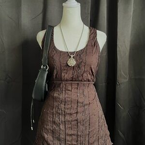 Vanity Chocolate Brown Textured Midi Dress